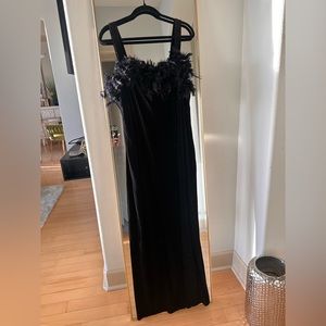 Black Gown with Feather Detail